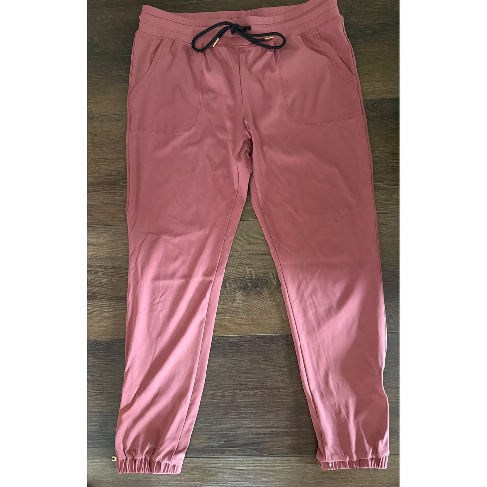 Zyia Active Everywhere Zipper Joggers Womens Medium Rose Pink Gold Zip Ankle